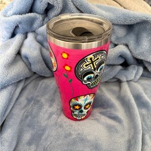 Pink Sugar Skull Stainless Travel Tumbler - Insulated Water Bottle